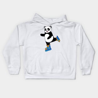 Comic Panda on Inline Skates Kids Hoodie